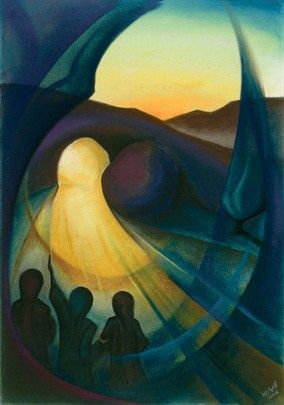 risen jesus and 3 women